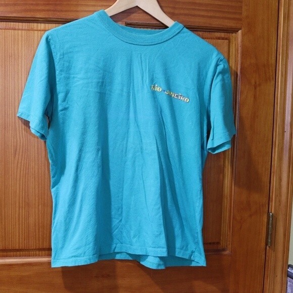 Rio De Janeiro Teal Green Cropped Tshirt Travel Tourist Medium - Picture 2 of 7